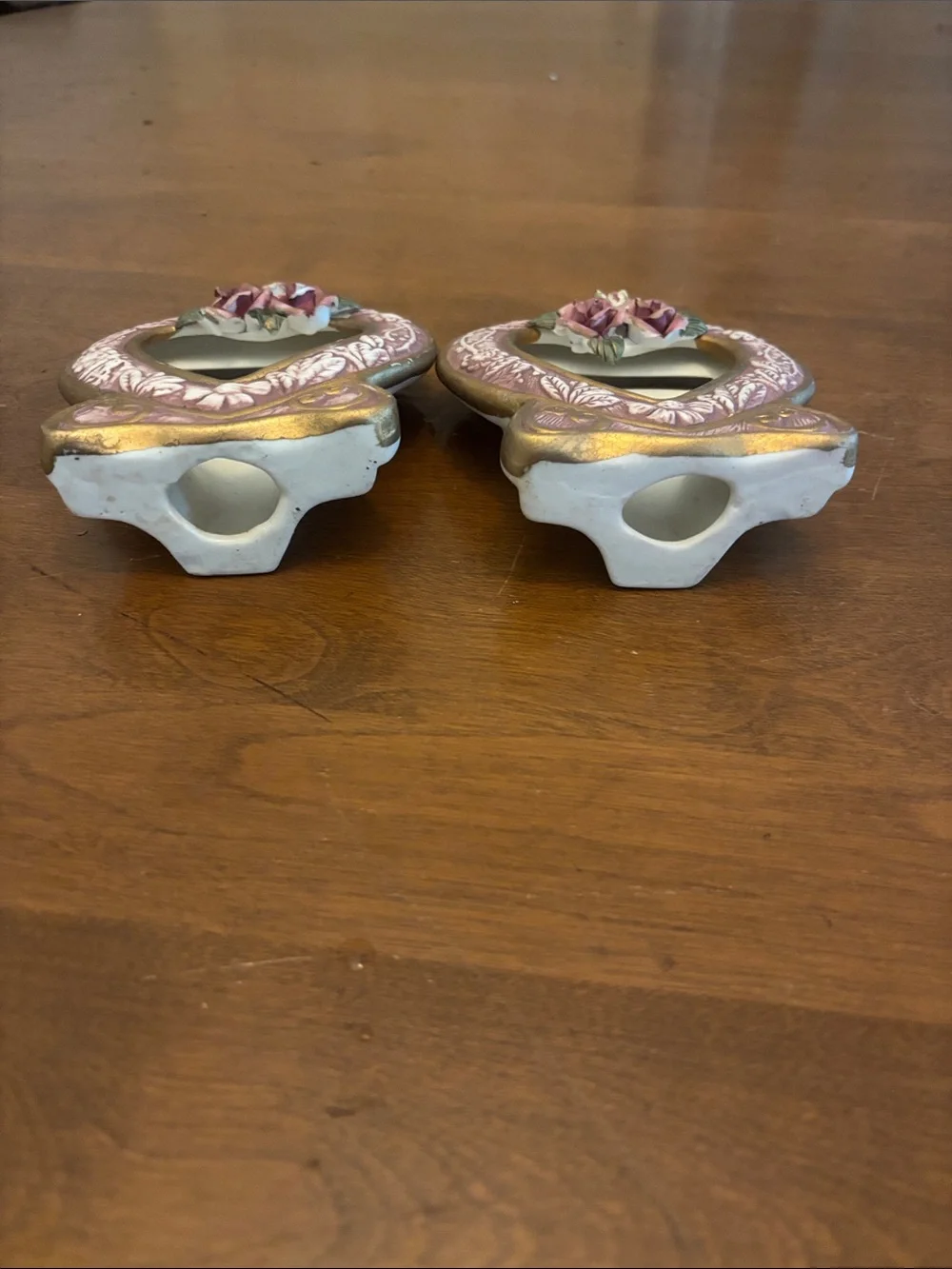 Vintage Flomo Unlimited Ceramic Heart Picture Frames Pair, Item CH-07268,